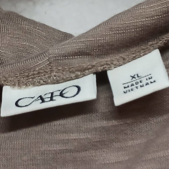 CATO Women's XL‎ Stretchy Comfy Cowl Neck Tunic Shirt Front Pockets Brown - Picture 3 of 13